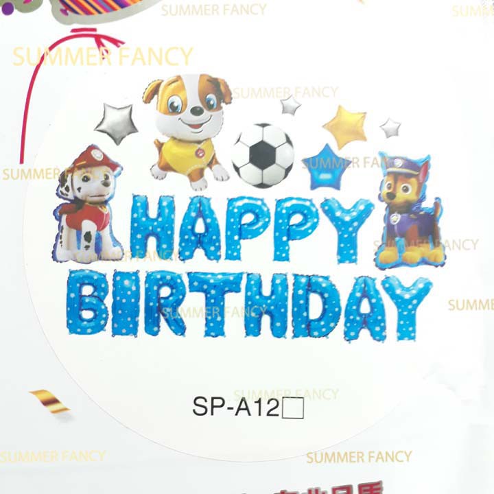 Set bong bóng Cún con đá bóng trang trí sinh nhật cho bé tuổi chó tuổi tuất lính cứu hỏa - Happy Birthday Dog