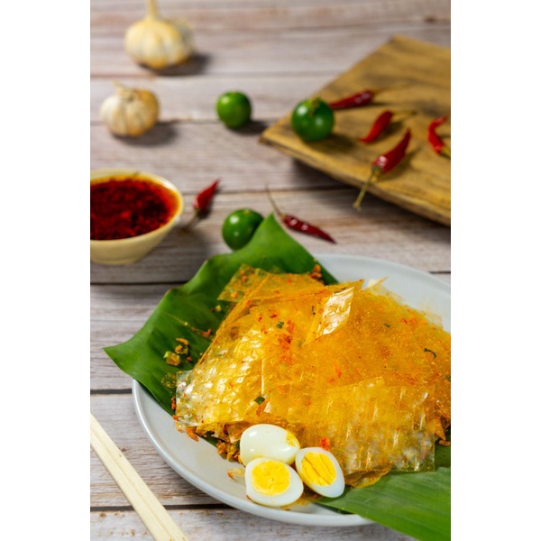Bánh tráng trộn Tân Nhiên Sate tỏi - Đặc sản Tây Ninh – Bánh tráng siêu mỏng Bốn vị bao gồm: Bánh tráng trộn Tân Nh