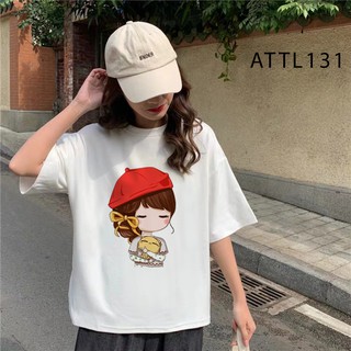 ÁO THUN TAY LỠ IN HÌNH CÔ GÁI MŨ ĐỎ FREE SIZE - ATTL131