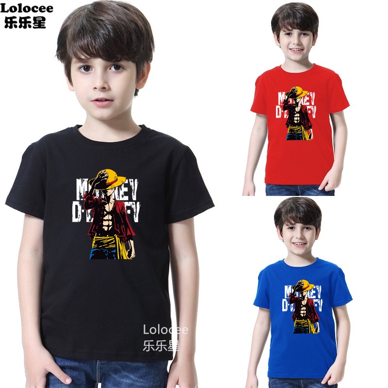 Áo Thun Cotton In Hình Monkey D Luffy One Piece Cho Bé Trai