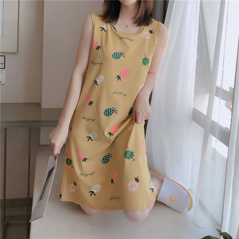 Váy Ngủ Ba Lỗ Sát Nách Kèm Bra Lót Mút Dễ Thương- DN013 | BigBuy360 - bigbuy360.vn