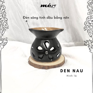 Đèn xông tinh dầu bằng nến màu ĐEN NÂU hình lá
