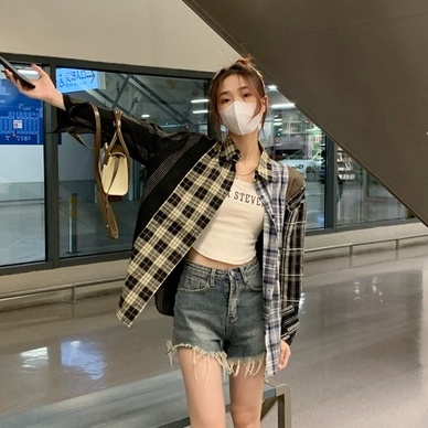 Áo sơ mi ZHELIHANGFEI tay dài dáng rộng họa tiết kẻ sọc thời trang cao cấp