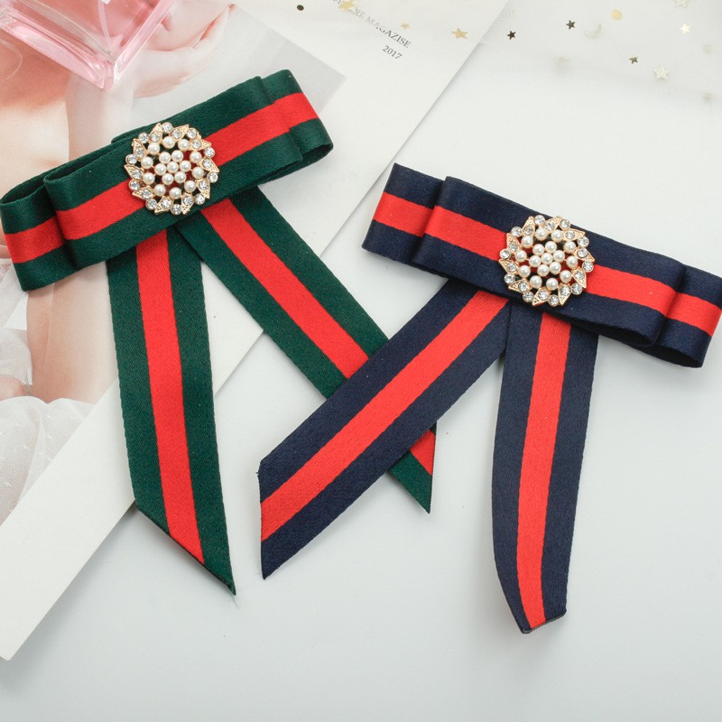 Trâm Cài Áo Hình Nơ Đính Đá Và Ngọc Trai Sang Trọng Dành Cho Nữ