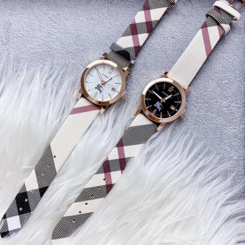 Đồng hồ nữ Burberry dây da mềm, họa tiết cực xinh  - Bảo hành 12 tháng