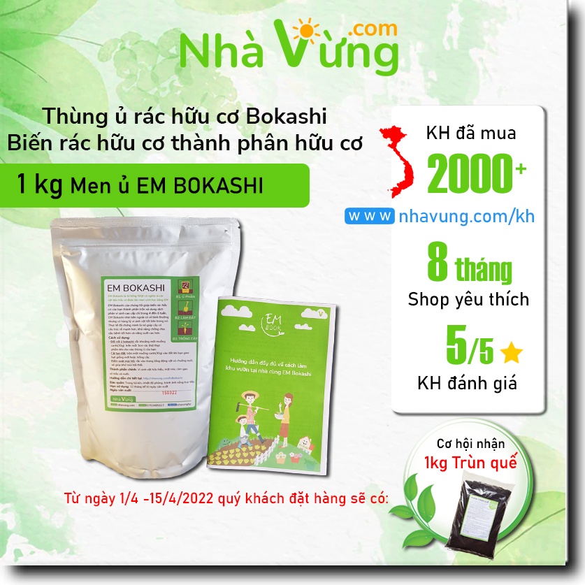 Chế phẩm vi sinh EM Bokashi 1kg - Nhà Vừng