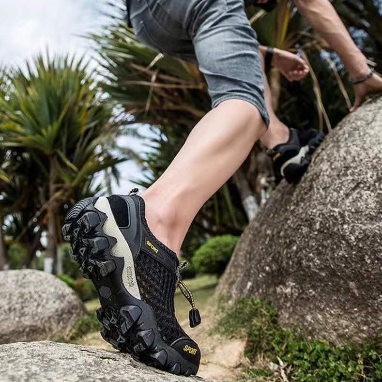 Giày nam thể thao vải lưới thoáng khí ngoài trời đi bộ leo núi G5210B đen