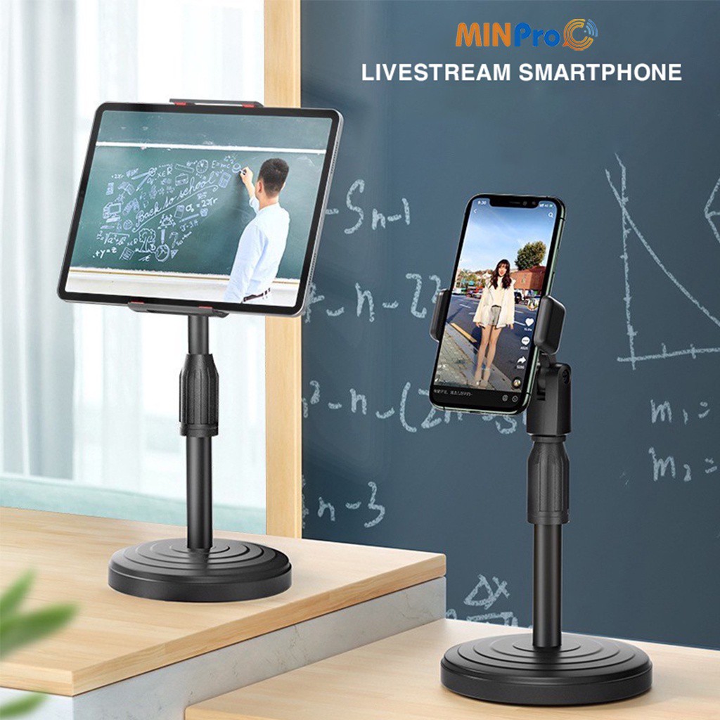 Giá đỡ điện thoại để bàn kẹp chống lưng 360, đế chân tròn, livestream cho iPhone Samsung Xiaomi Tablet - MINPRO