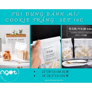 Túi đựng bánh mì/cookie trắng gập miệng