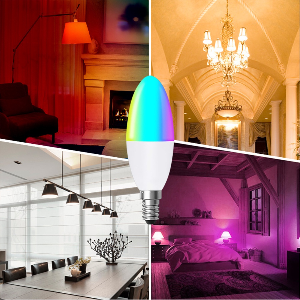 GOOGLE Bóng Đèn LED Thông Minh WiFi E14 Candelabra RGB Yandex Alice 100-240V Điều Khiển Bằng Giọng Nói Tiện Dụng