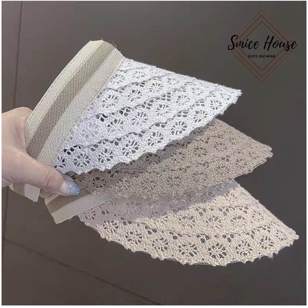 Nón lưỡi trai nửa đầu bằng ren che nắng phong cách Hàn Quốc đi biển mùa hè/ mũ vành rộng cho nữ