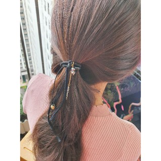 Cột tóc phối dây nhung phalê (handmade) thun mềm