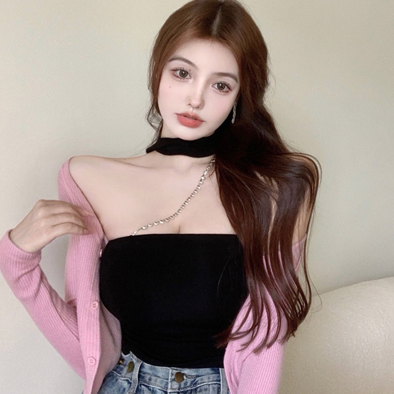 Áo ống không tay màu sắc đơn giản thời trang Hàn Quốc cho nữ