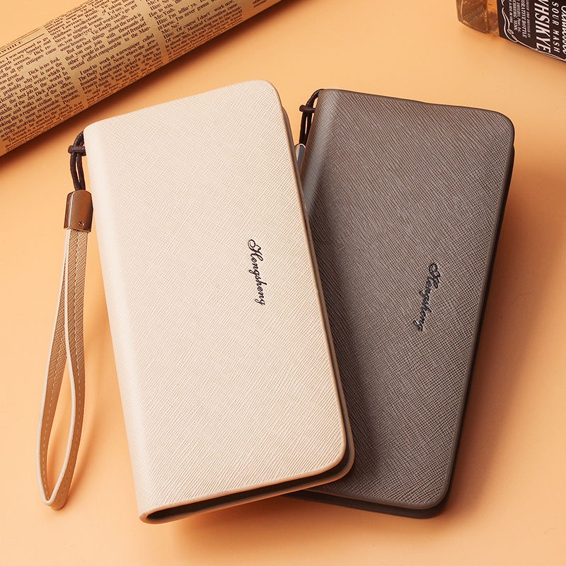 Ví dài cầm tay có khóa kéo đựng thẻ / điện thoại thanh lịch đơn giản cho nam