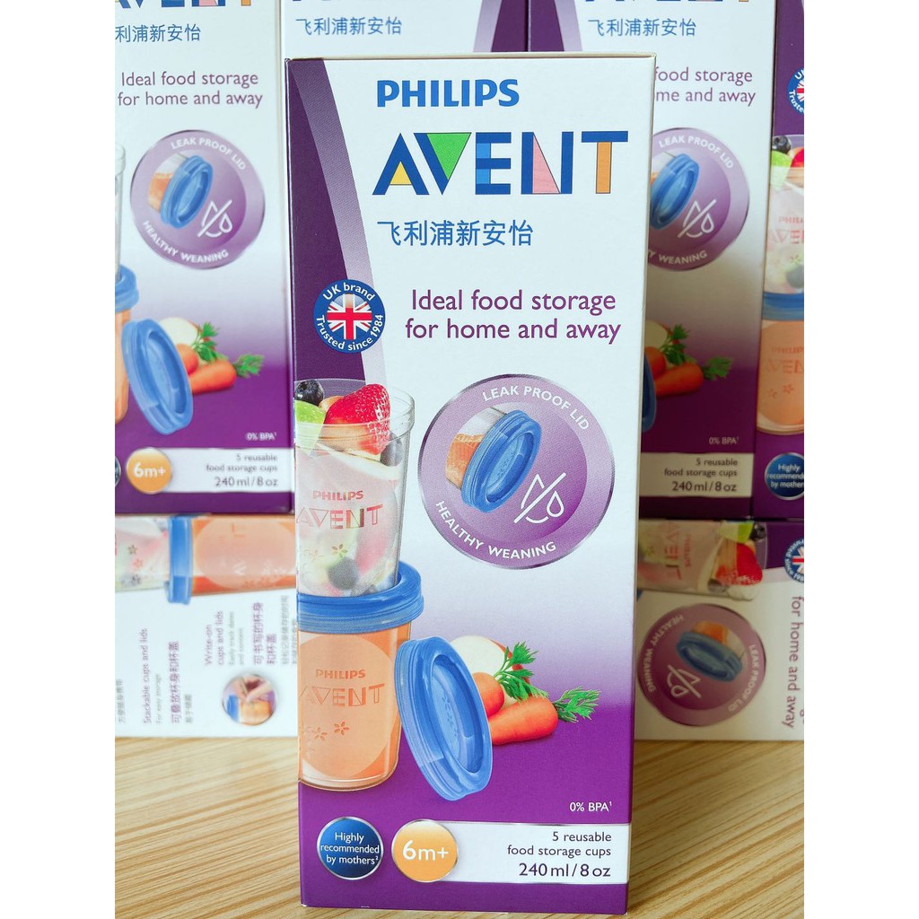 Bộ 5 Bình Sữa Philips Avent 8oz/240ml Kèm Nắp Đậy Tiện Dụng