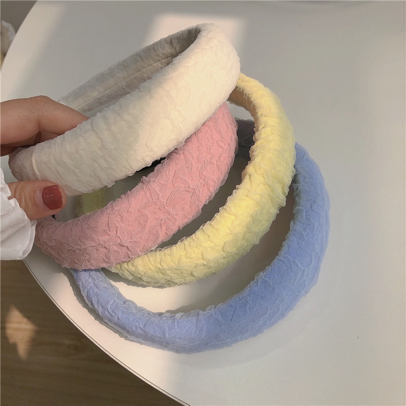 Băng Đô Cài Tóc Phối Ren Màu Sắc Ngọt Ngào Phong Cách Hàn Quốc Thời Trang Cho Nữ