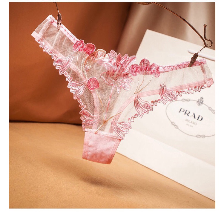 Quần lót nữ sexy  lọt khe xuyên thấu họa tiết hoa sen YiOn Underwear QK02