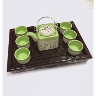 Bộ ấm chén men rạn vuông