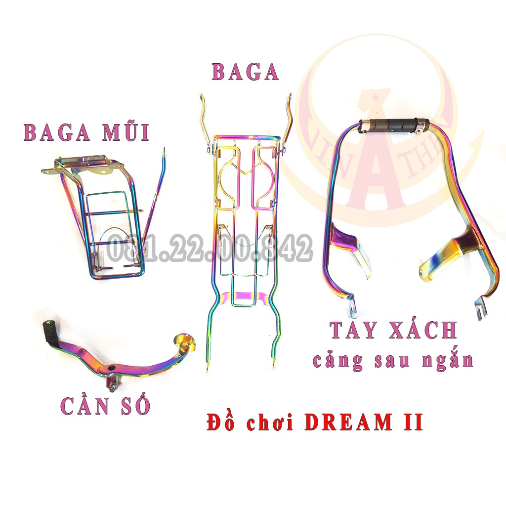 BAGA GIỮA TITAN 7 MÀU, INOX, ĐEN TĨNH ĐIỆN  XE DREAM