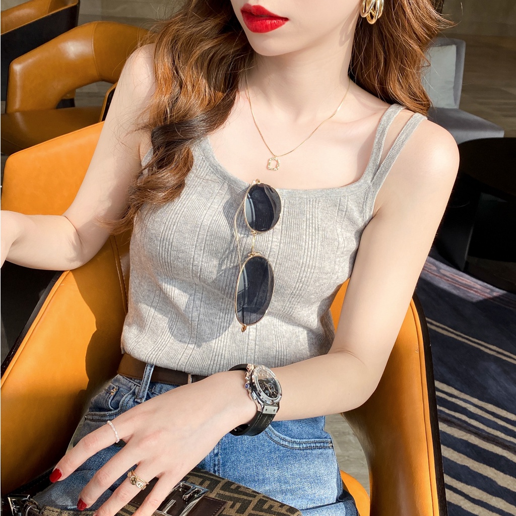 Áo hai dây không tay ZHELIHANGFEI lưng cao thời trang quyến rũ dễ phối đồ cho nữ