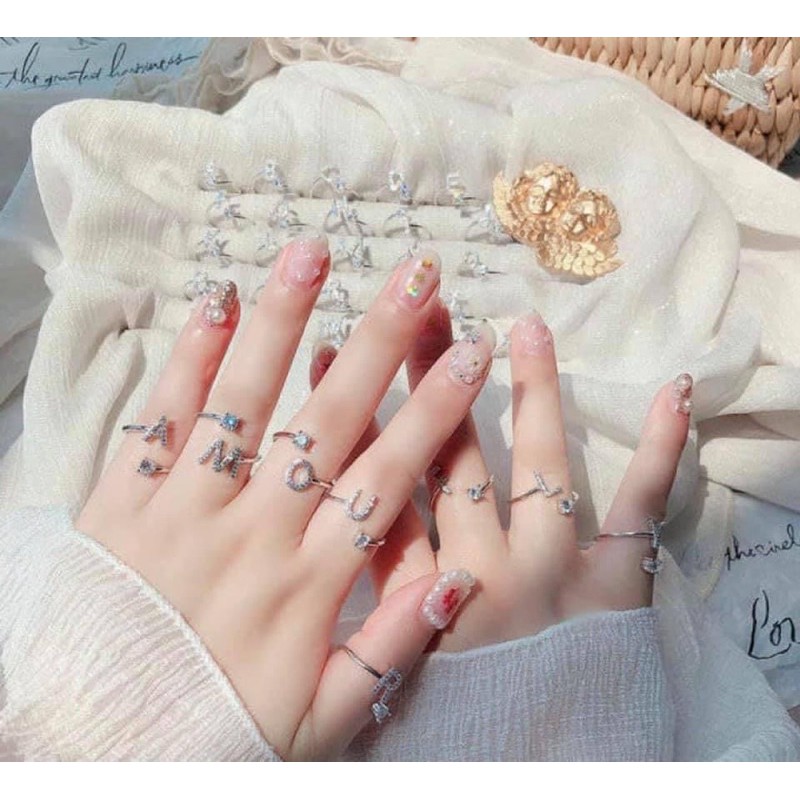 Nhẫn chữ cái theo tên bạc ta nguyên chất chính hãng _Bạc LOPA