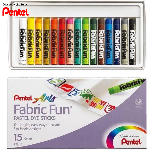 Sáp Vẽ Lên Vải Pentel PTS-15 | 15 Màu Thông Dụng Dễ Dàng Phối Màu | An Toàn Không Độc Hại | Pentel Arts Fabric Fun PTS15