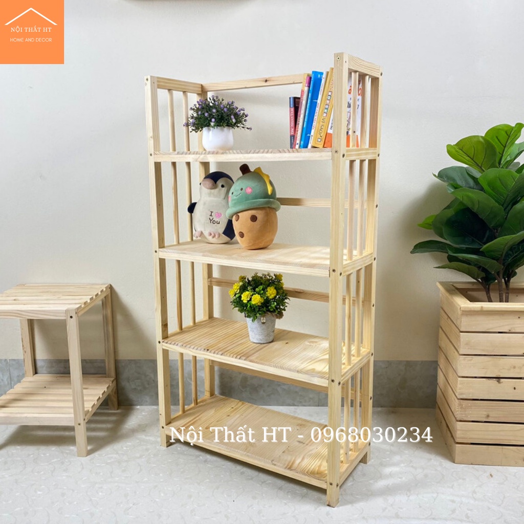 Kệ sách đa năng 4 tầng gỗ thông không mối mọt KT D38 x R28 X C120