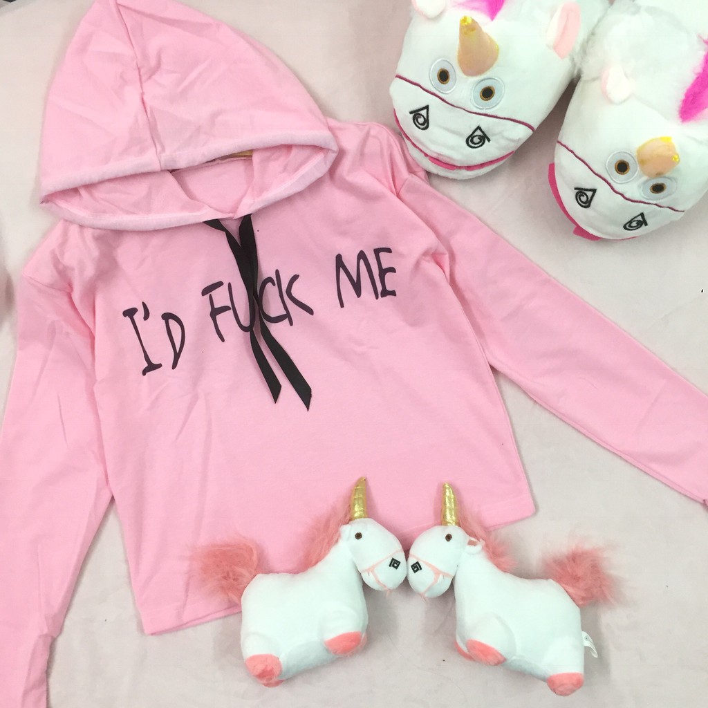 [Ảnh thật] ÁO Hoodie croptop (38-52kg). áo croptop hoodie. id fuck me