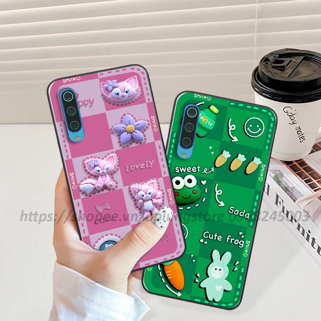 Ốp lưng Xiaomi Mi9 / Mi 9 Se in hình 3D gấu cute cool ngầu giả nổi.