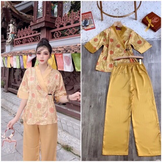 Bộ đồ phật tử đi chùa lụa satin cao cấp