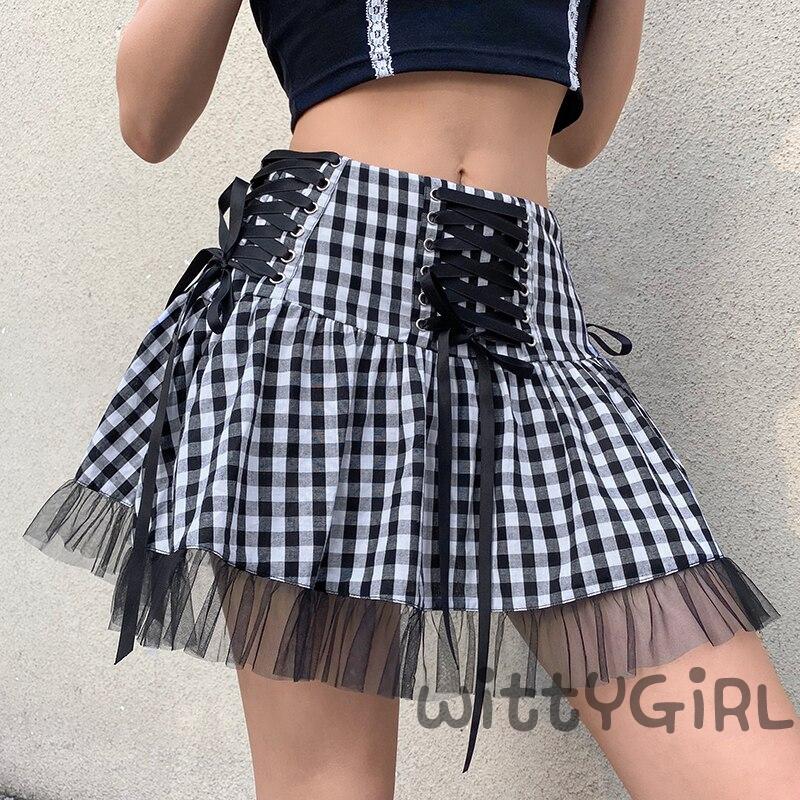 Chân váy lưng cao phối lưới kiểu dáng thời trang cho nữ | BigBuy360 - bigbuy360.vn