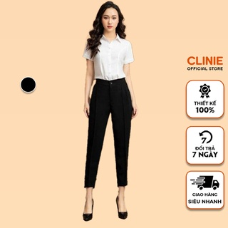 Quần baggy nữ công sở, quần tây nữ cạp cao cúc lệch chất vải tuyết mưa chuẩn form