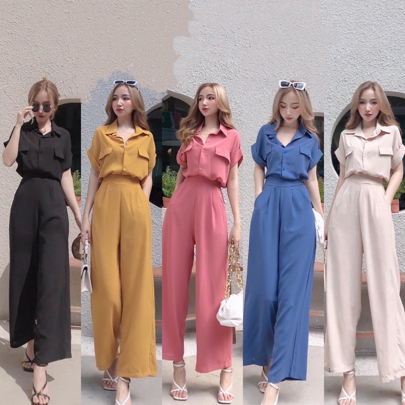 Set áo sơ mi cổ gập