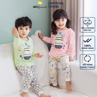 Đồ bộ ngủ tay dài quần áo thun cotton mặc nhà mùa hè cho bé trai và bé gái Unifriend Hàn Quốc U2022-2