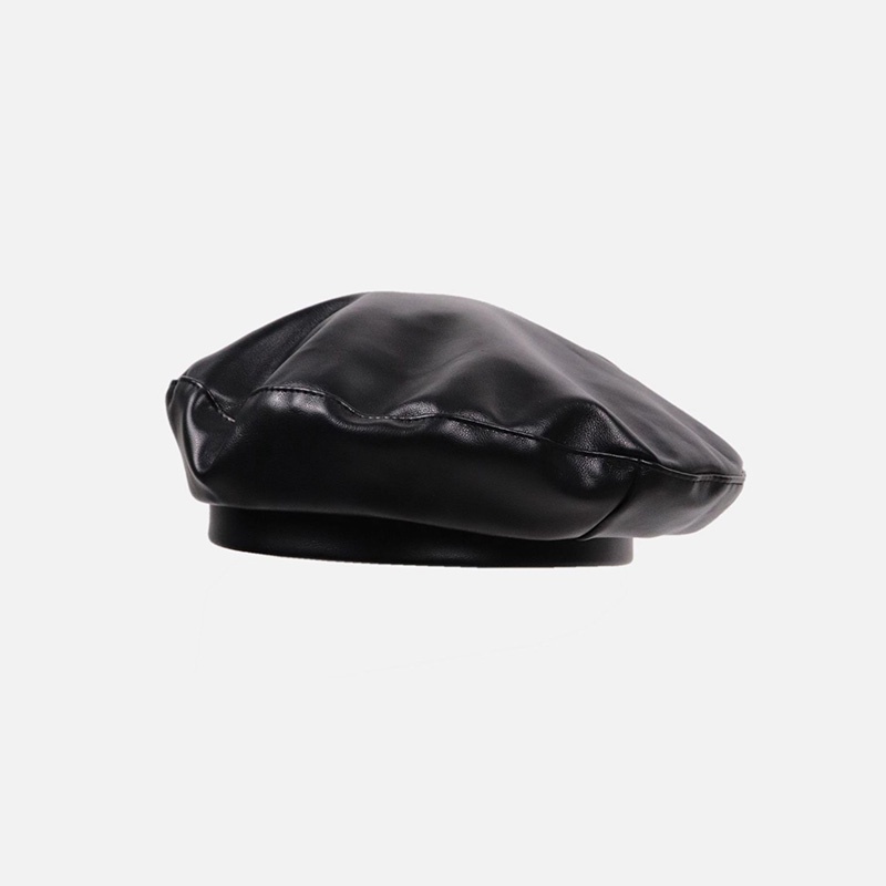 Nón Beret Da PU Màu Hồng Phong Cách Retro Hàn Quốc Dễ Phối Đồ