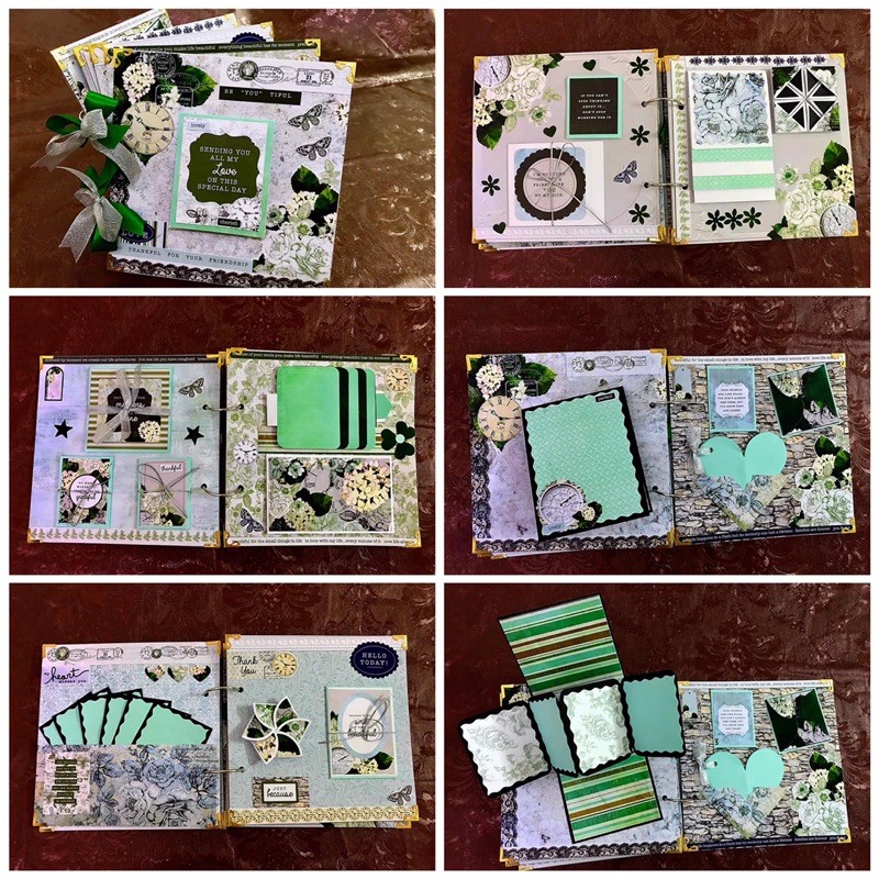 Album ảnh handmade - Scrapbook dán 50 ảnh (dáng đóng khoen 5 bìa 10 trang). Đặt nguyên liệu có video hướng dẫn