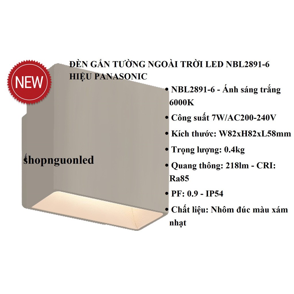 Đèn gắn tường ngoài trời LED Hiệu Panasonic (NÊN MUA) NBL2891/ NBL2891-6, thích hợp dùng cho cầu thang, sân vườn...