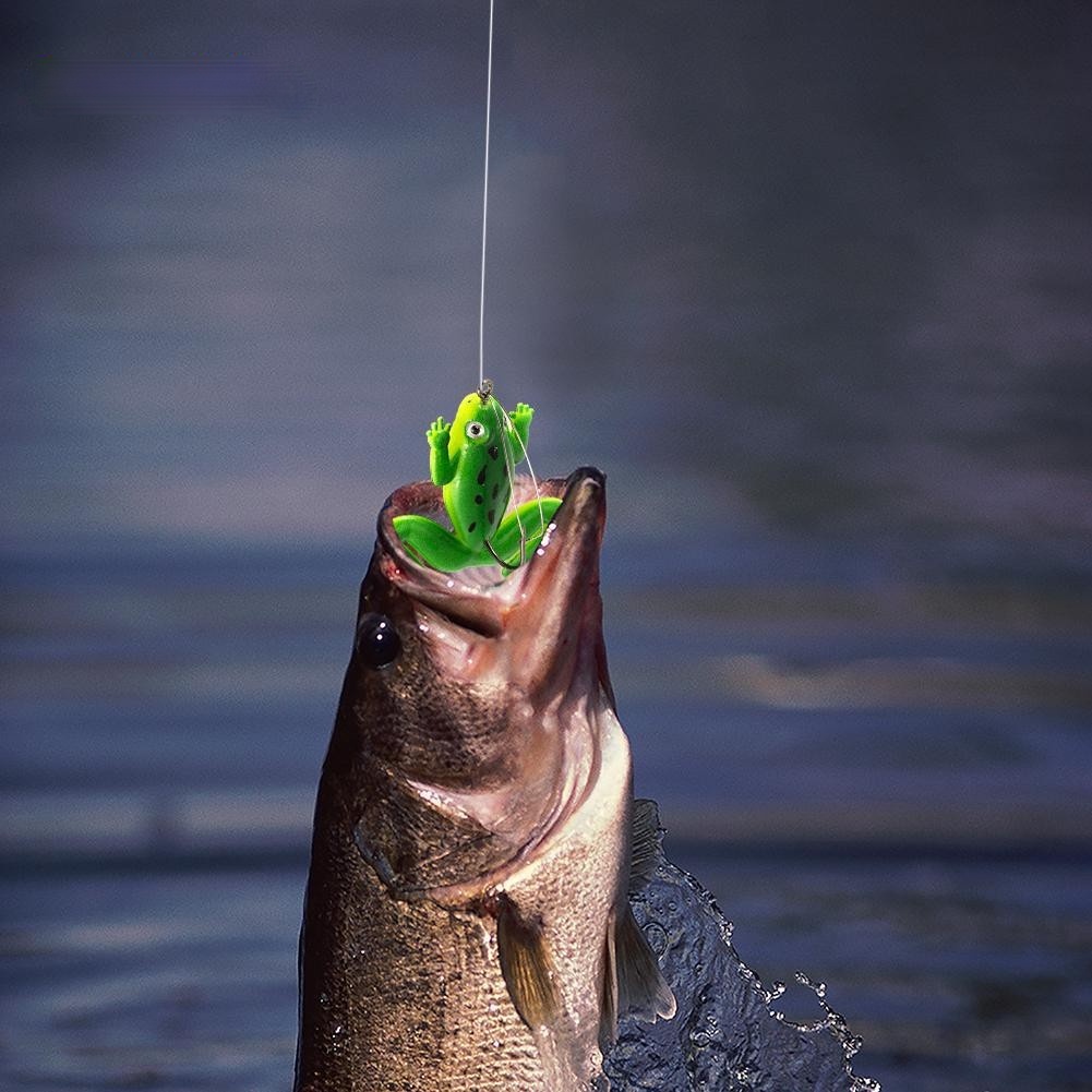 Bộ 3 Mồi Câu Cá Giả Hình Ếch 3d Bằng Silicon Mềm Có Thể Xoay Được