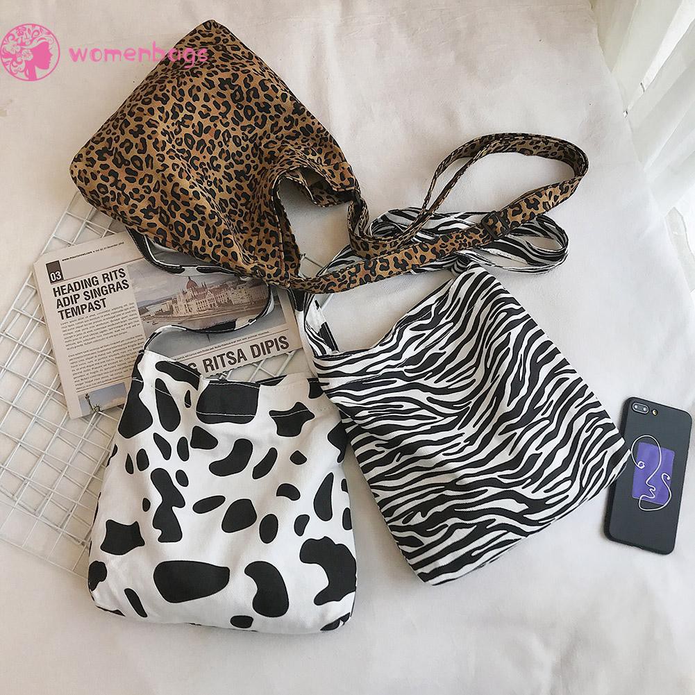 Túi xách đeo chéo vải canvas họa tiết da báo ngựa vằn thời trang | BigBuy360 - bigbuy360.vn