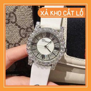 [Free Ship]  ( DIMINI) Đồng hồ nữ Dimini dây da đính đá viền lớn -Jun31watch
