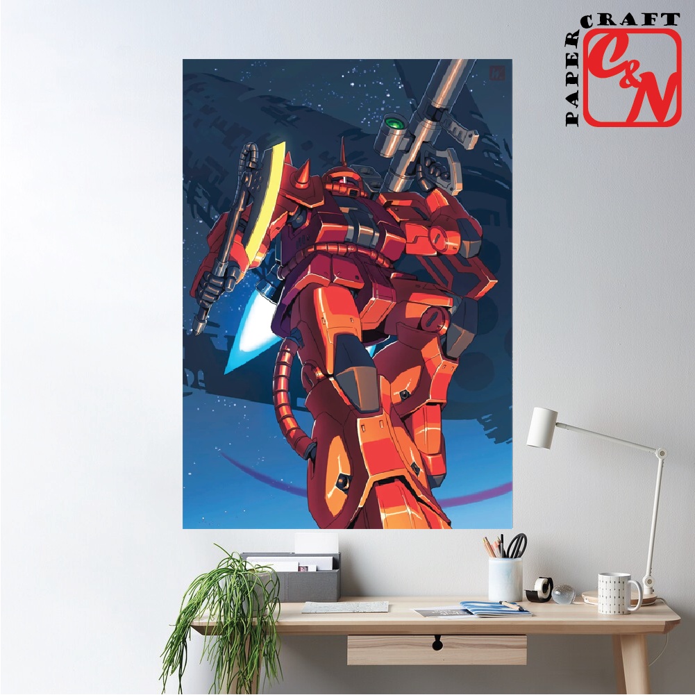 Poster nhựa siêu lớn|MS-06 Zaku Fanart Mobile Suit Gundam|Decal dán tường