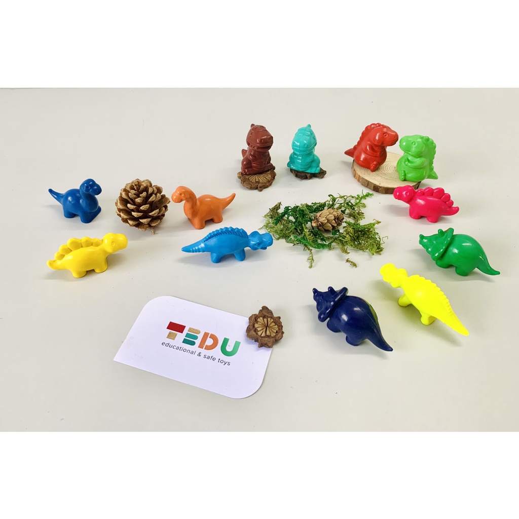 Sáp màu KHỦNG LONG set 12 màu an toàn cho trẻ TEDU