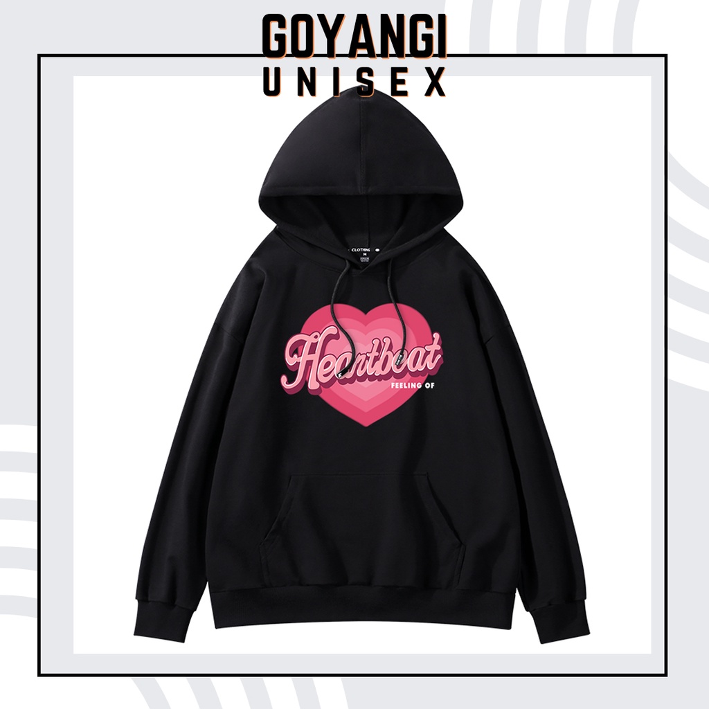 Áo Hoodie GYG Unisex Heartbeat Form Rộng Oversize Phong Cách Hàn Quốc cho nam và nữ