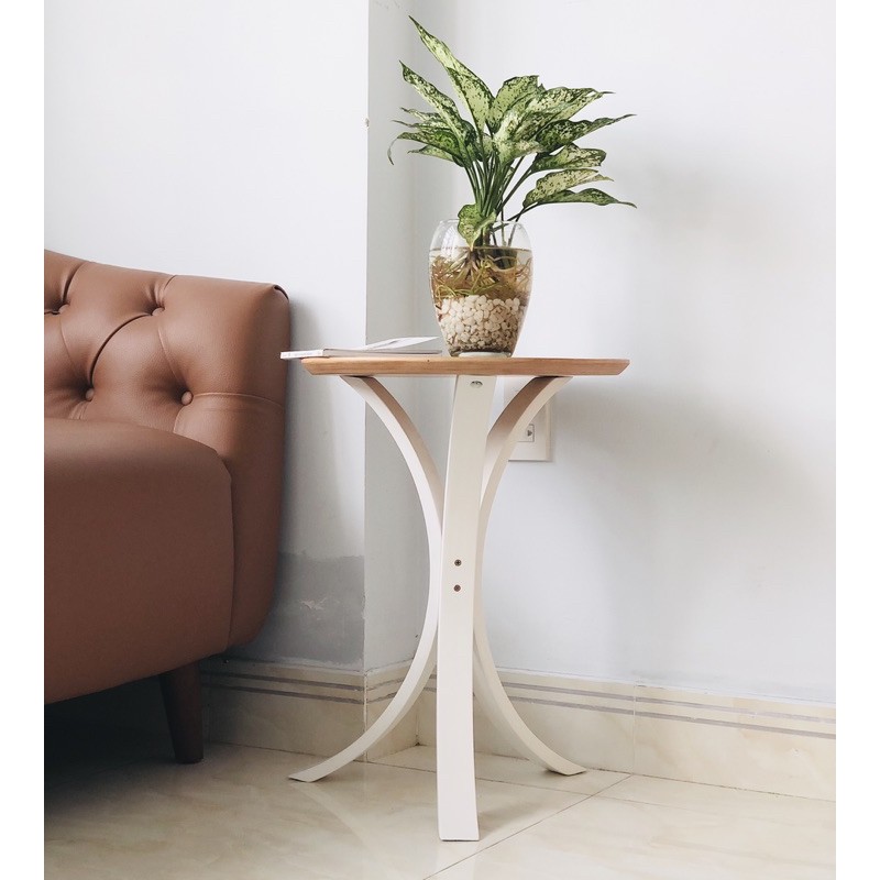 Bàn trà sofa, bàn góc Plyconcept Joy Side Table - Oak and White (Cao 54 cm x Rộng 40 c