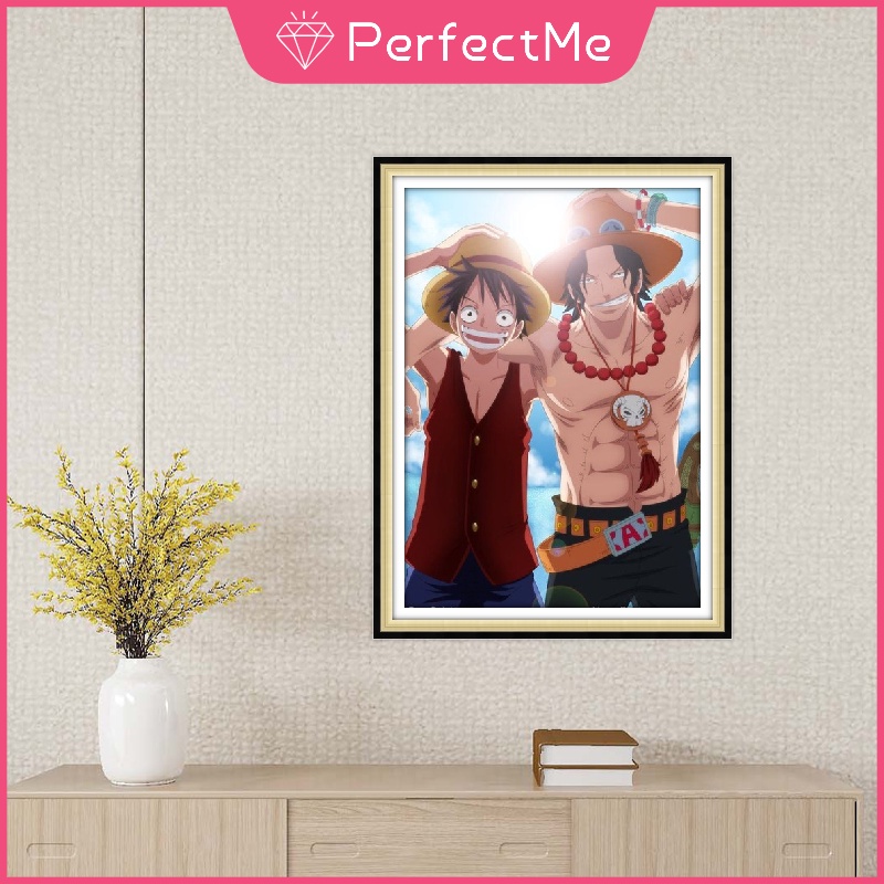 Tranh đính đá họa tiết hoạt hình One Piece độc đáo kích thước 30x40cm trang trí nhà cửa