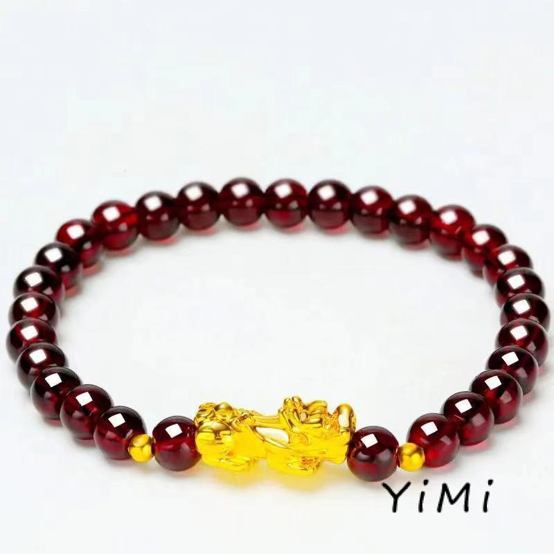 [mo] Vòng Tay Chuỗi Hạt Đá Obsidian Mạ Vàng Với Sáu Chữ Cái Mang Lại May Mắn Cho Nam