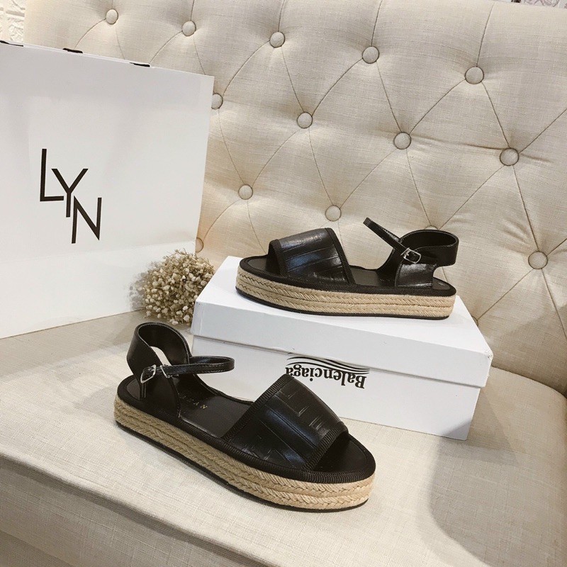 Sandal quai hậu nữ 3cm đen-trắng hàng vnxk