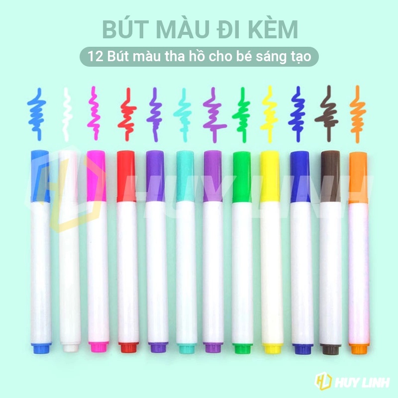Bộ tập vẽ tranh cho bé kèm bút màu có thể xóa được tiện lợi