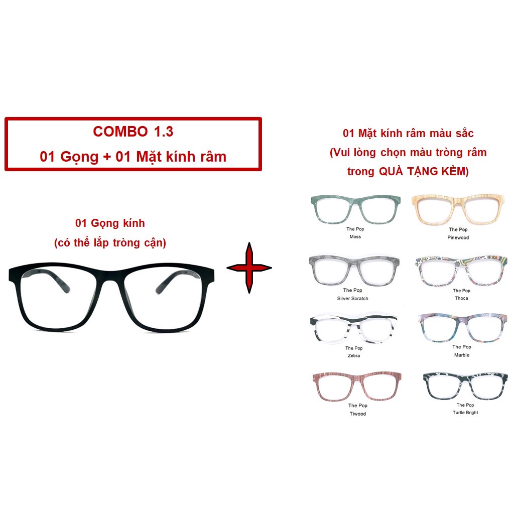 COMBO1.3❤️1 GỌNG + 1 MẶT KÍNH RÂM❤️Kính mát cận râm thời trang nam nữ nhiều màu gọng vuông tròn Hot Trend | BigBuy360 - bigbuy360.vn