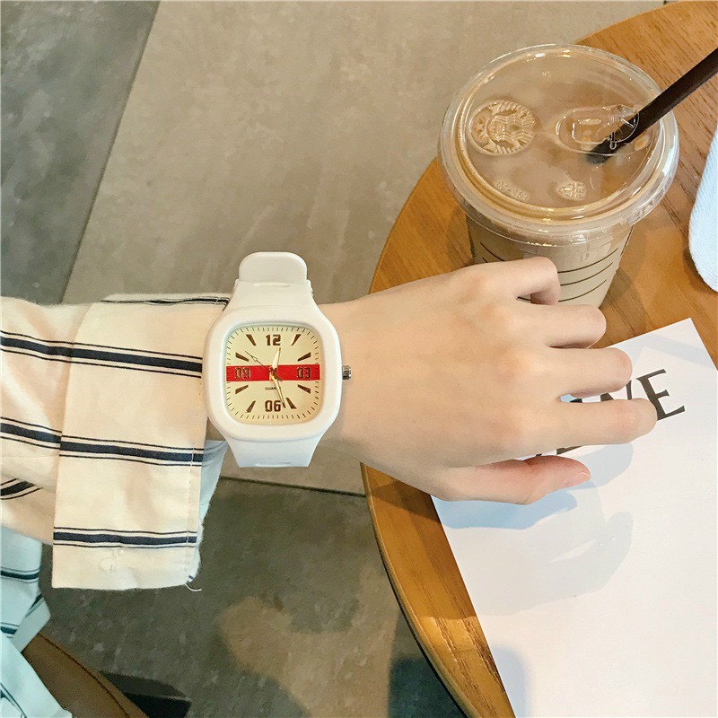 Đồng Hồ Đeo Tay Mặt Vuông Màu Sắc Thanh Lịch Dành Cho Nam Và Nữ